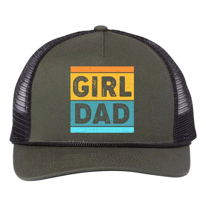 Girl Dad Distressed Color Block Retro Rope Trucker Hat Cap