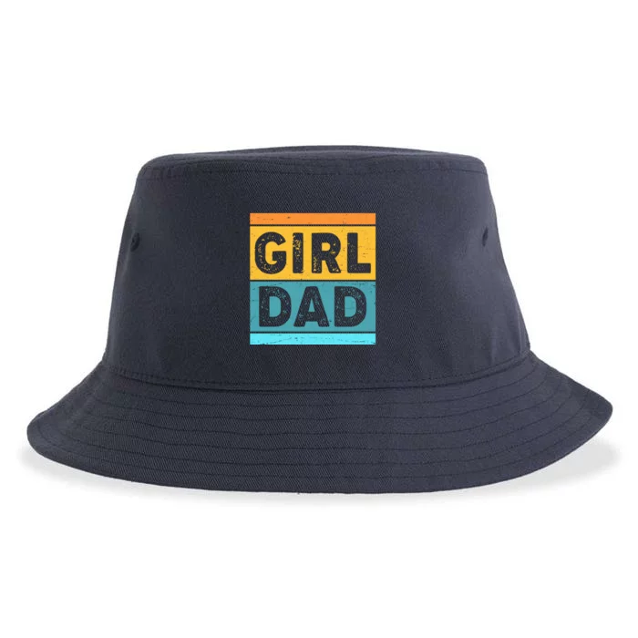 Girl Dad Distressed Color Block Sustainable Bucket Hat