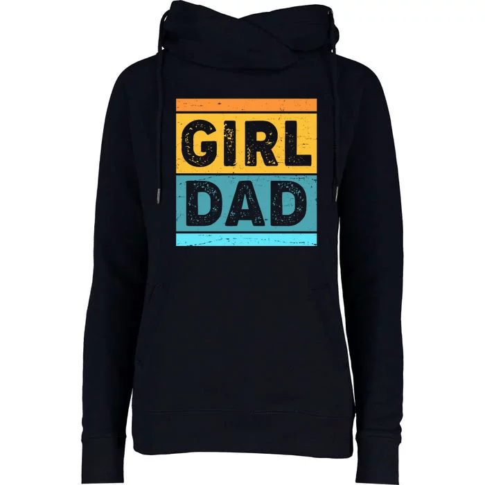 Girl Dad Distressed Color Block Womens Funnel Neck Pullover Hood