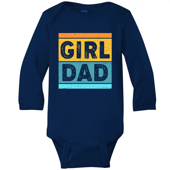 Girl Dad Distressed Color Block Baby Long Sleeve Bodysuit