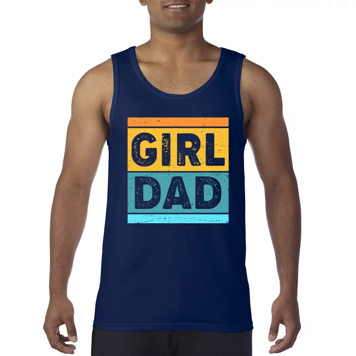 Girl Dad Distressed Color Block Tank Top