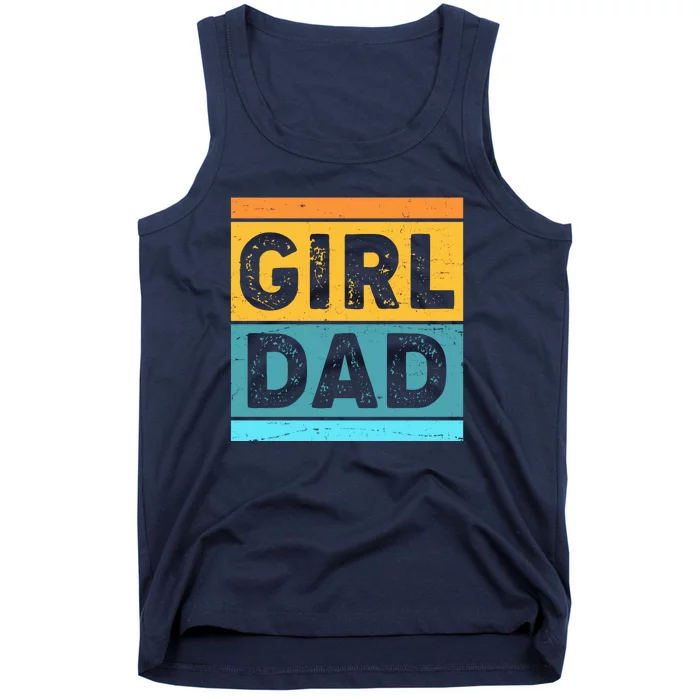 Girl Dad Distressed Color Block Tank Top