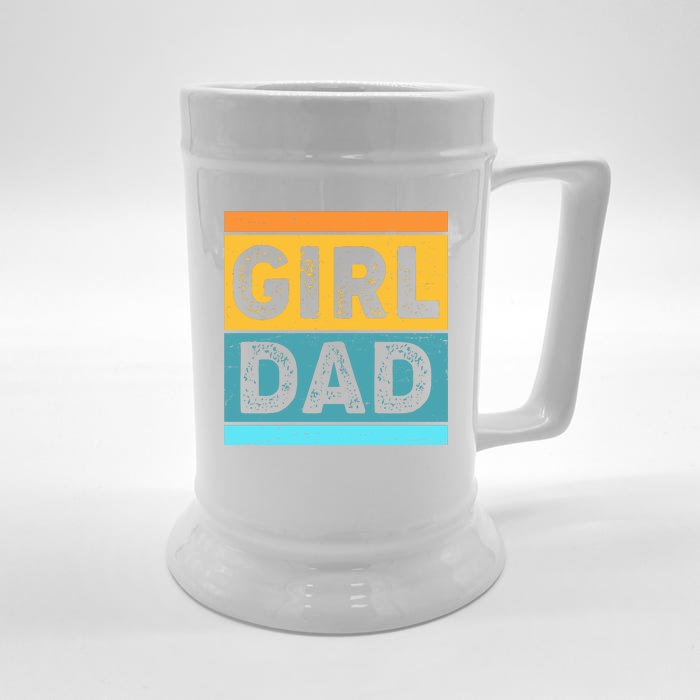 Girl Dad Distressed Color Block Front & Back Beer Stein