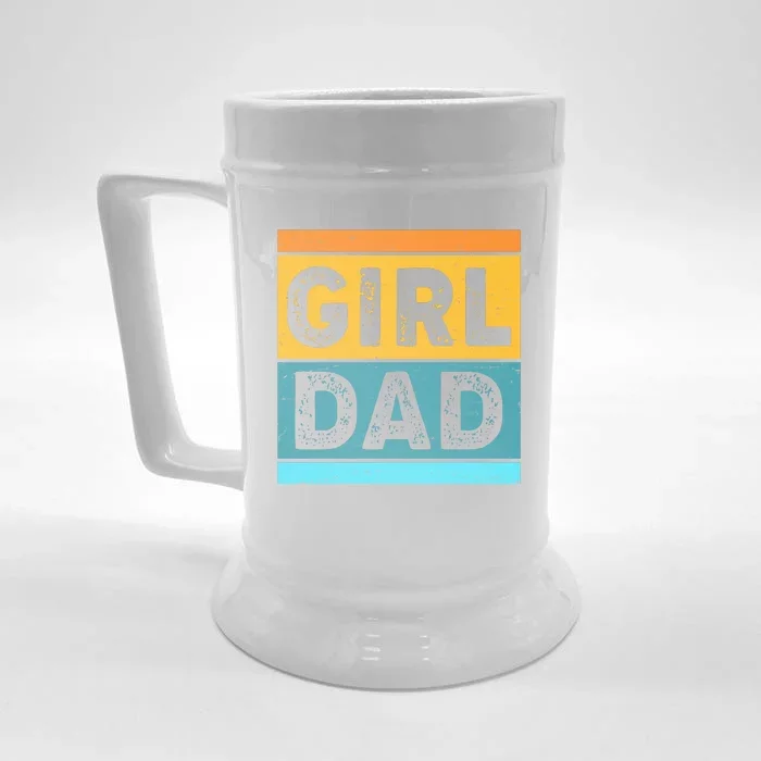 Girl Dad Distressed Color Block Front & Back Beer Stein