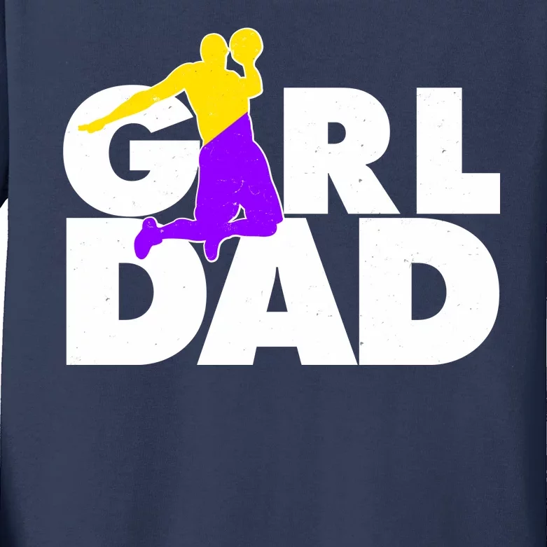 Girl Dad Dunking Tribute Kids Long Sleeve Shirt