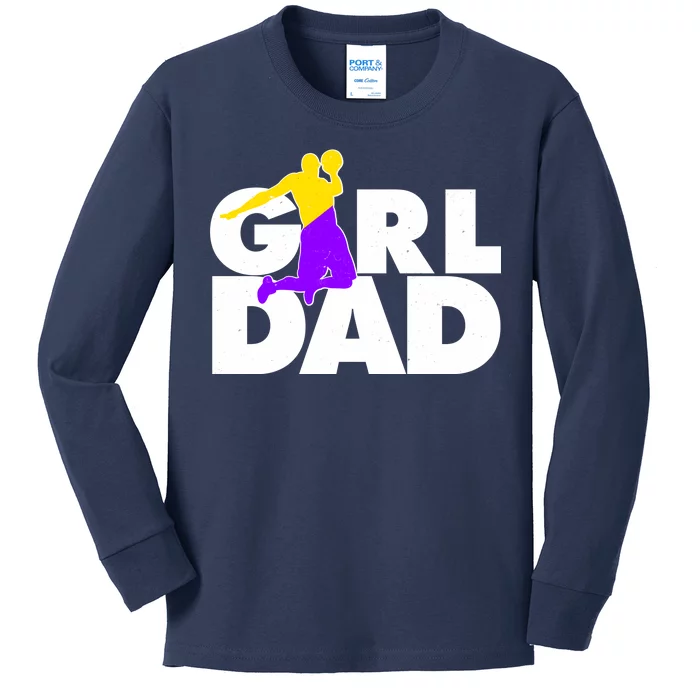 Girl Dad Dunking Tribute Kids Long Sleeve Shirt