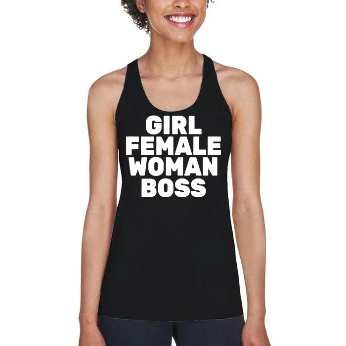 Girl Female Woman Boss Women's Racerback Tank