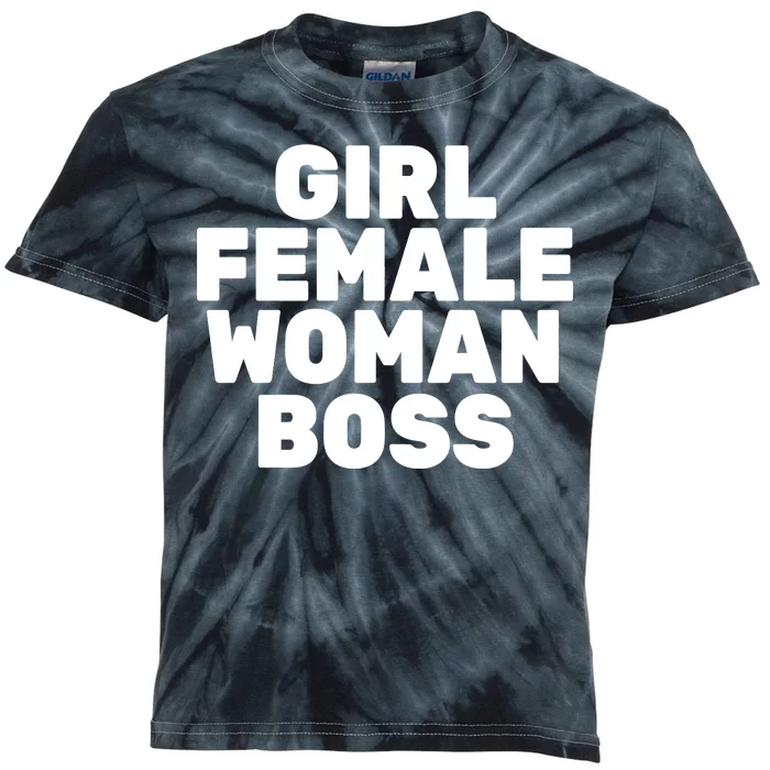 Girl Female Woman Boss Kids Tie-Dye T-Shirt