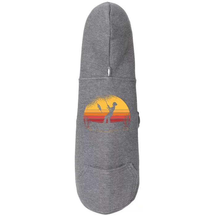 Girl Fishing Sunset Doggie 3-End Fleece Hoodie