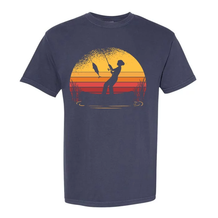 Girl Fishing Sunset Garment-Dyed Heavyweight T-Shirt