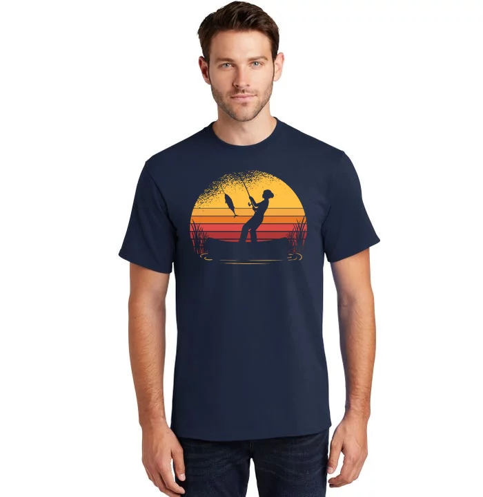 Girl Fishing Sunset Tall T-Shirt