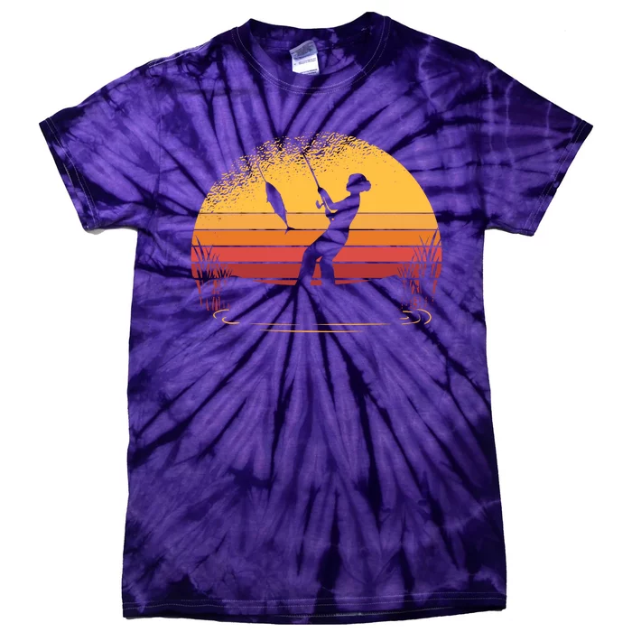 Girl Fishing Sunset Tie-Dye T-Shirt