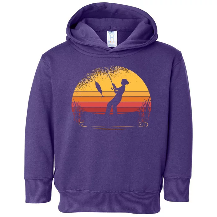 Girl Fishing Sunset Toddler Hoodie