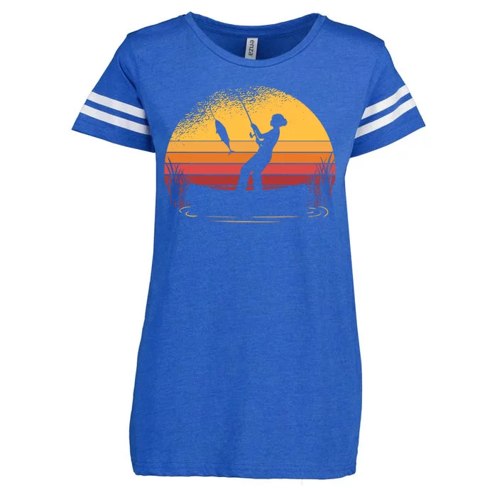 Girl Fishing Sunset Enza Ladies Jersey Football T-Shirt