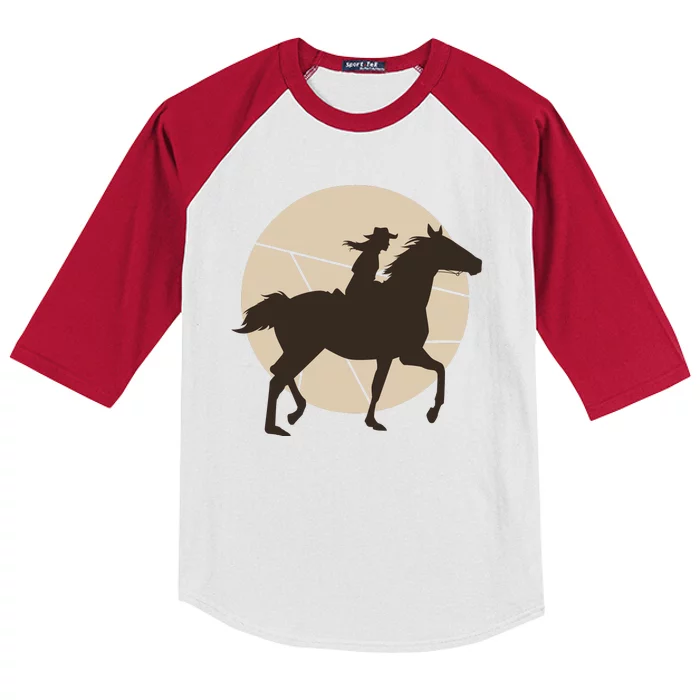 Girl Horse Rider Kids Colorblock Raglan Jersey