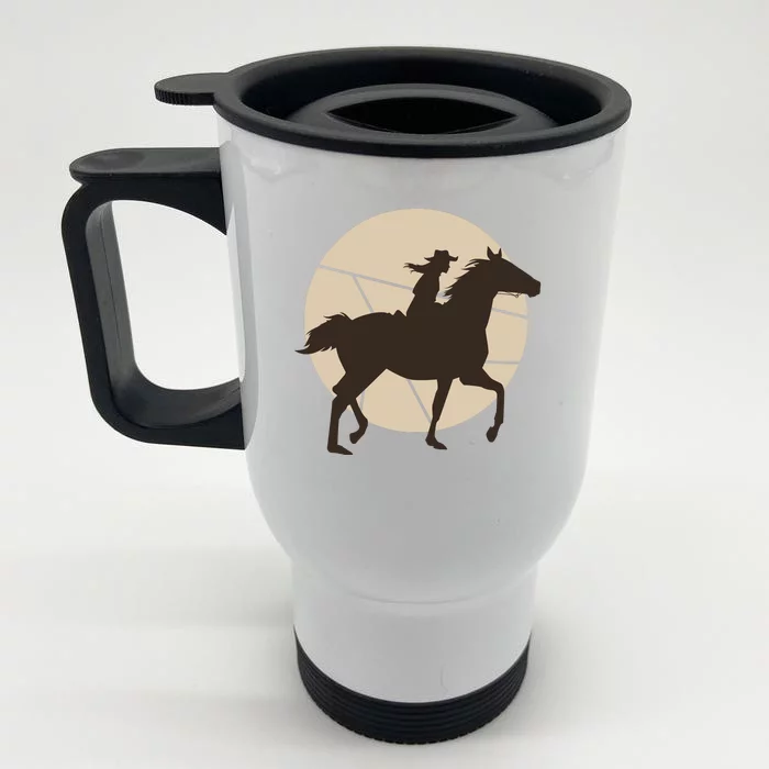 Girl Horse Rider Front & Back Stainless Steel Travel Mug