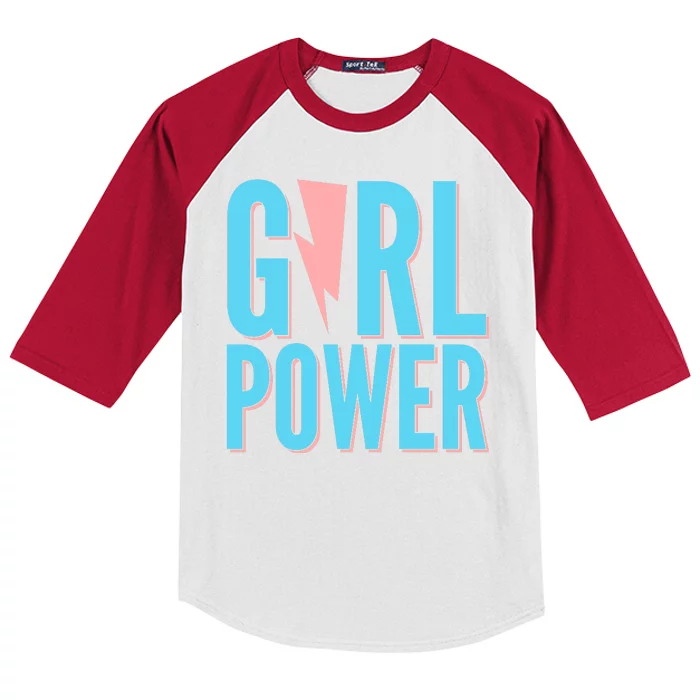 Girl Power Lightning Bolt Kids Colorblock Raglan Jersey