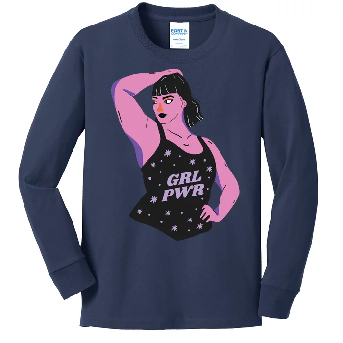 Girl Power Model Kids Long Sleeve Shirt