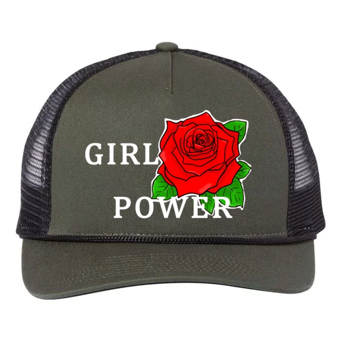 Girl Power Rose Retro Rope Trucker Hat Cap