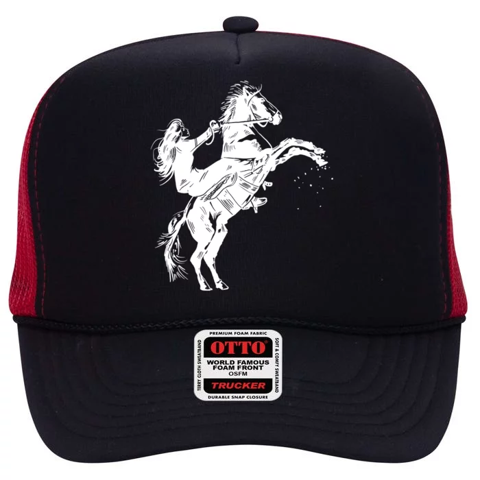 Girl Riding Horse Equitation High Crown Mesh Trucker Hat