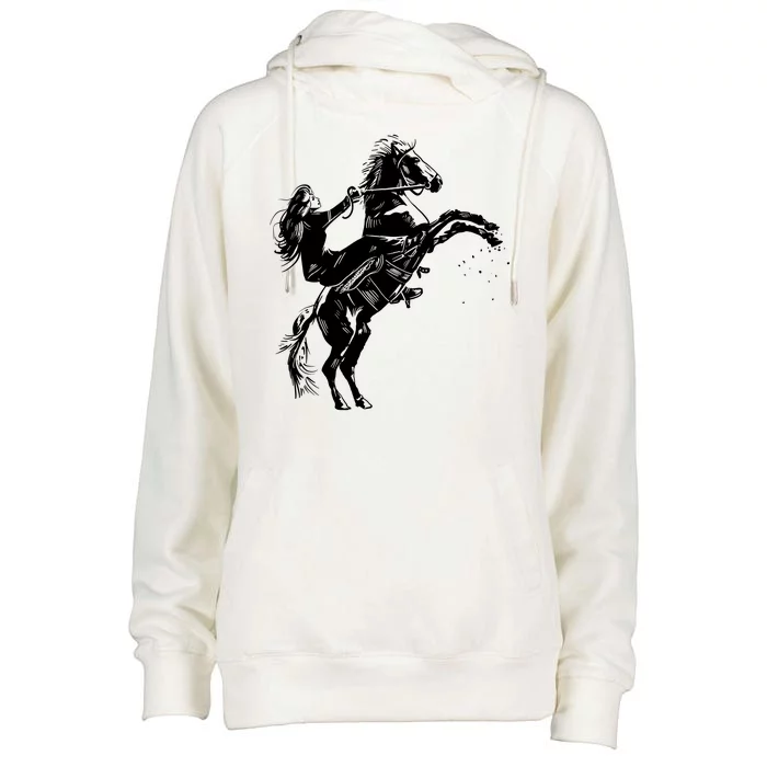 Girl Riding Horse Equitation Womens Funnel Neck Pullover Hood