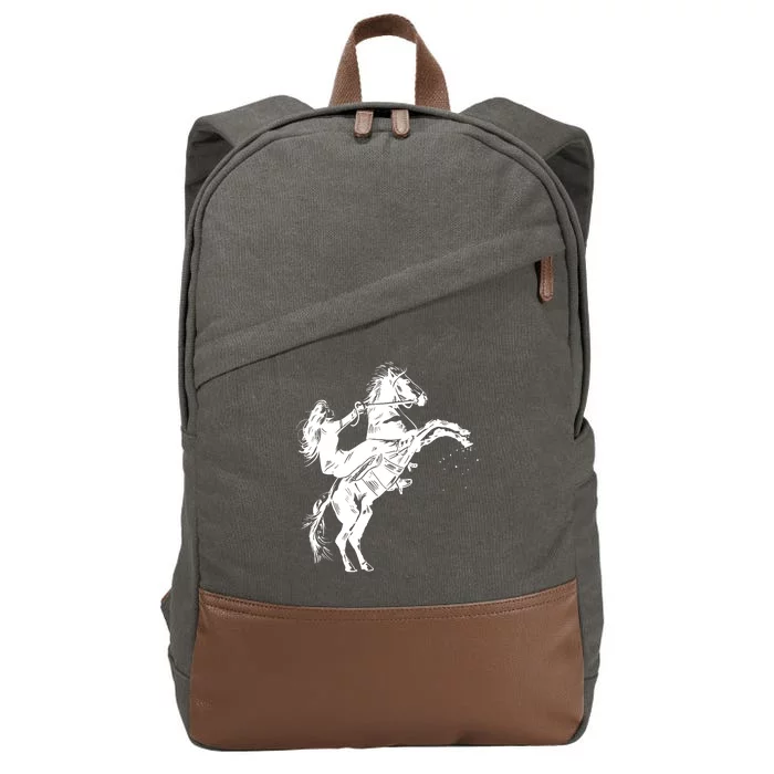 Girl Riding Horse Equitation Cotton Canvas Backpack