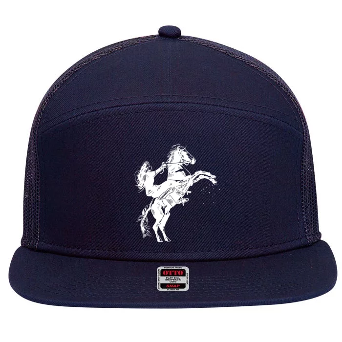 Girl Riding Horse Equitation 7 Panel Mesh Trucker Snapback Hat