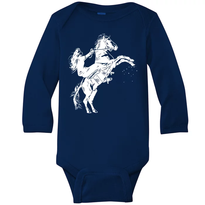 Girl Riding Horse Equitation Baby Long Sleeve Bodysuit