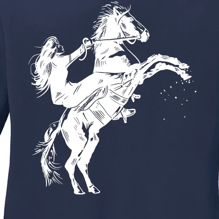 Girl Riding Horse Equitation Ladies Long Sleeve Shirt