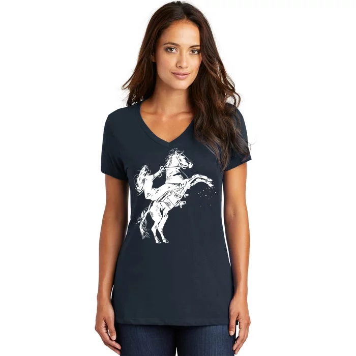 Girl Riding Horse Equitation Women's V-Neck T-Shirt