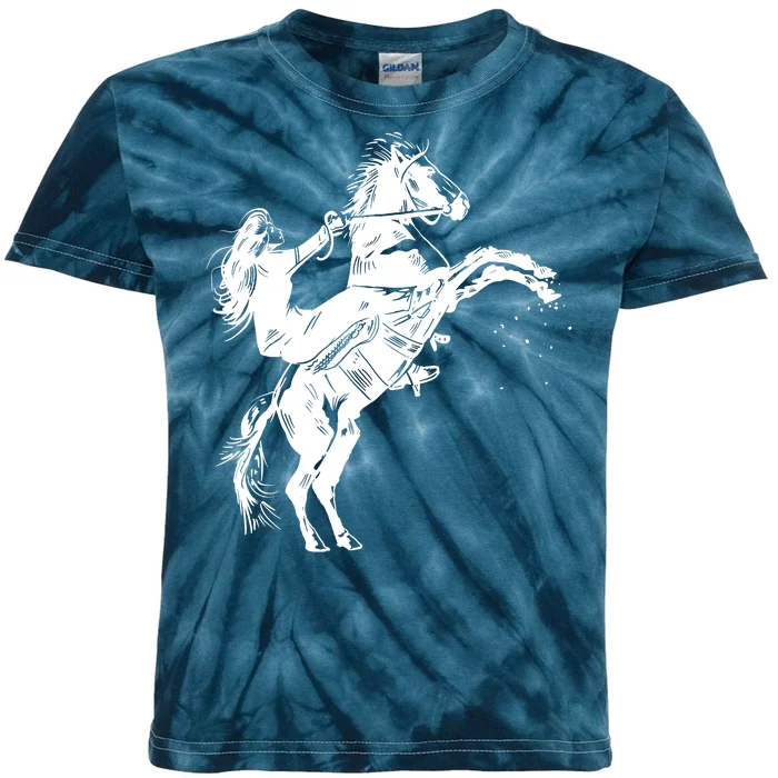 Girl Riding Horse Equitation Kids Tie-Dye T-Shirt