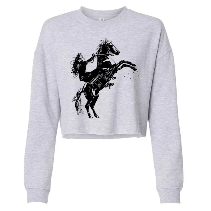 Girl Riding Horse Equitation Cropped Pullover Crew