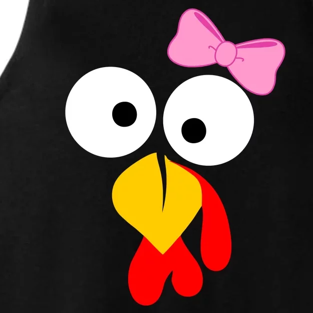 Girl Turkey Face Pink Bow Thanksgiving Day Ladies Tri-Blend Wicking Tank