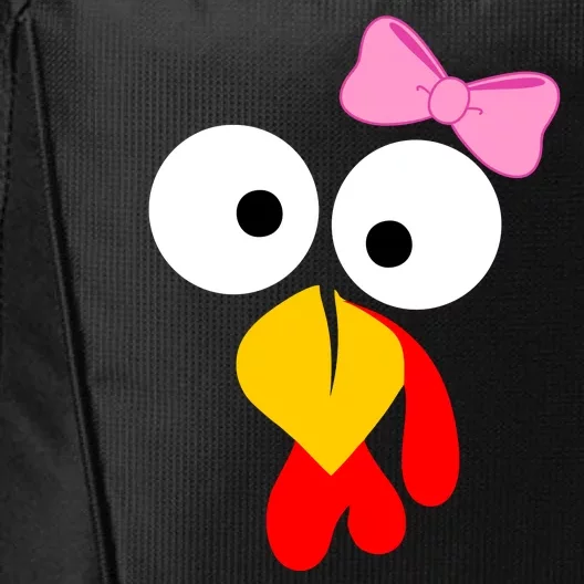 Girl Turkey Face Pink Bow Thanksgiving Day City Backpack