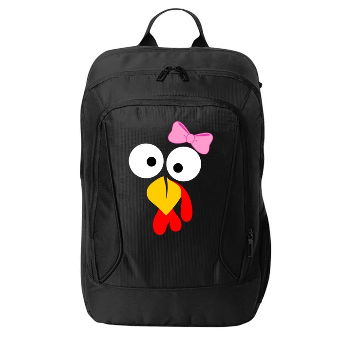 Girl Turkey Face Pink Bow Thanksgiving Day City Backpack