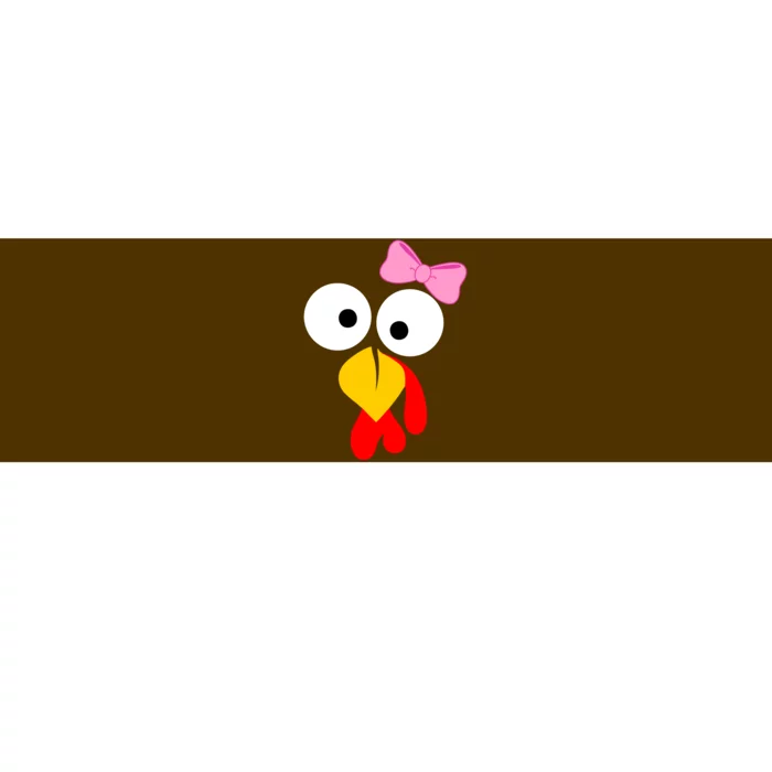 Girl Turkey Face Pink Bow Thanksgiving Day Bumper Sticker