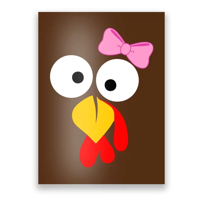 Girl Turkey Face Pink Bow Thanksgiving Day Poster