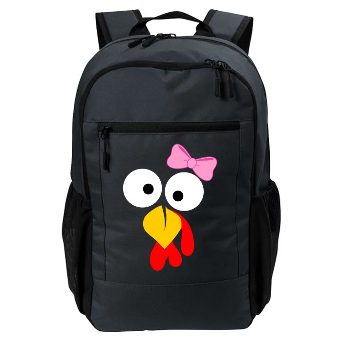 Girl Turkey Face Pink Bow Thanksgiving Day Daily Commute Backpack