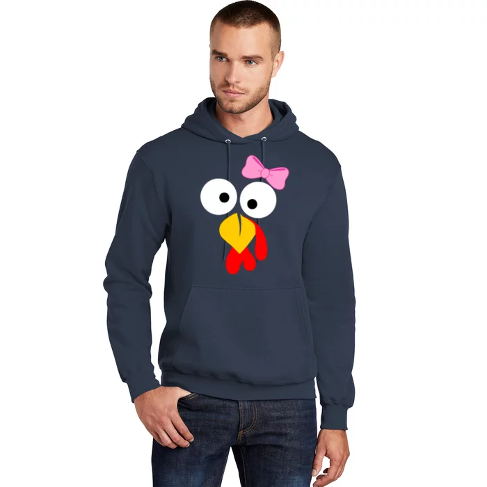 Girl Turkey Face Pink Bow Thanksgiving Day Hoodie