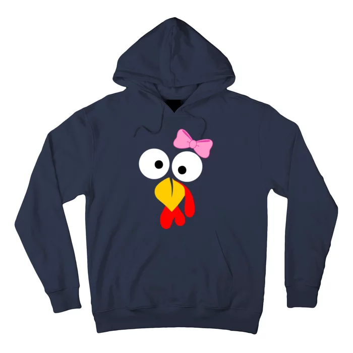 Girl Turkey Face Pink Bow Thanksgiving Day Hoodie