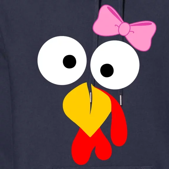 Girl Turkey Face Pink Bow Thanksgiving Day Premium Hoodie