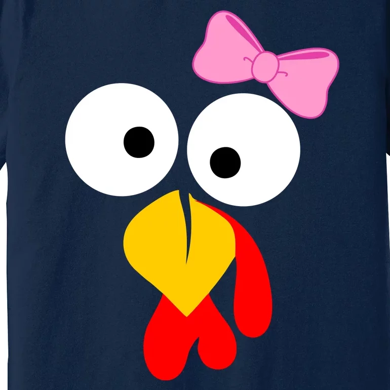 Girl Turkey Face Pink Bow Thanksgiving Day Premium T-Shirt