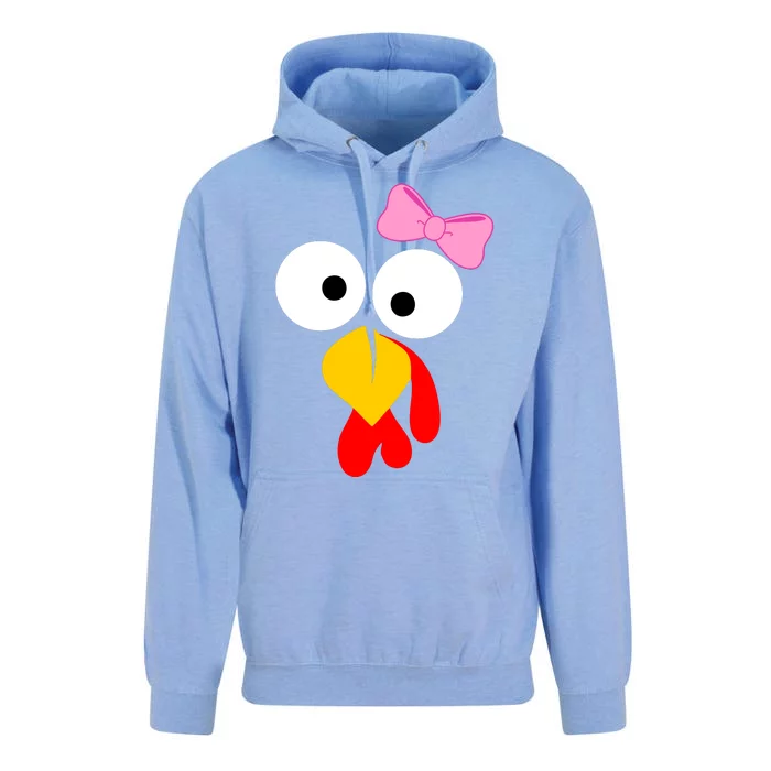 Girl Turkey Face Pink Bow Thanksgiving Day Unisex Surf Hoodie