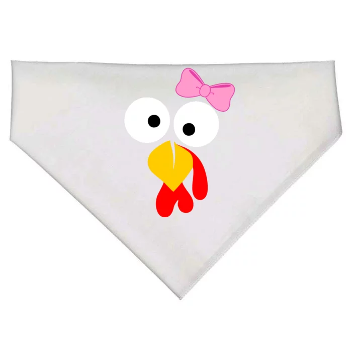 Girl Turkey Face Pink Bow Thanksgiving Day USA-Made Doggie Bandana