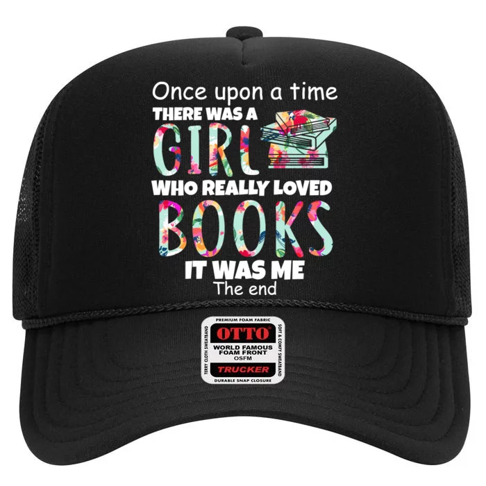 Girl Who Loves Reading High Crown Mesh Trucker Hat