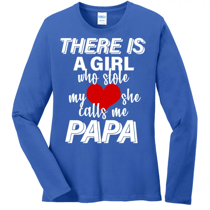 Girl Who Stole My Heat Calls Me Papa Fathers Day Ladies Long Sleeve Shirt