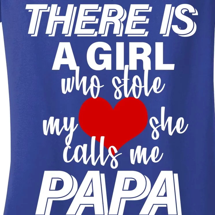 Girl Who Stole My Heat Calls Me Papa Fathers Day Women's V-Neck T-Shirt