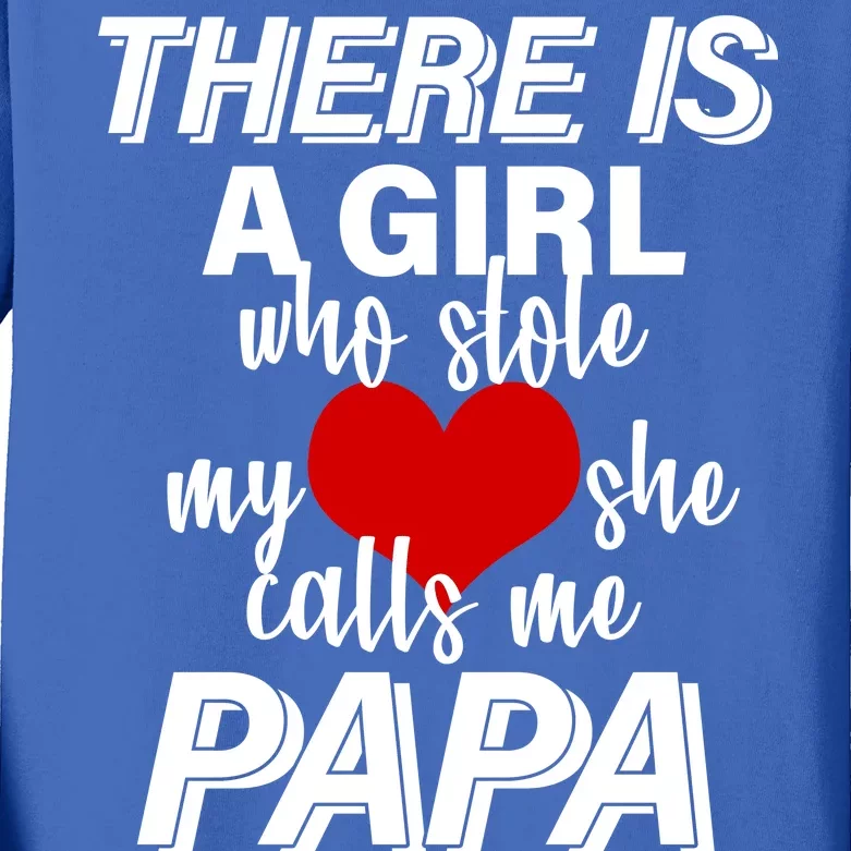 Girl Who Stole My Heat Calls Me Papa Fathers Day Kids Long Sleeve Shirt