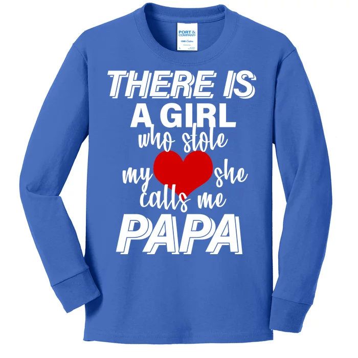 Girl Who Stole My Heat Calls Me Papa Fathers Day Kids Long Sleeve Shirt