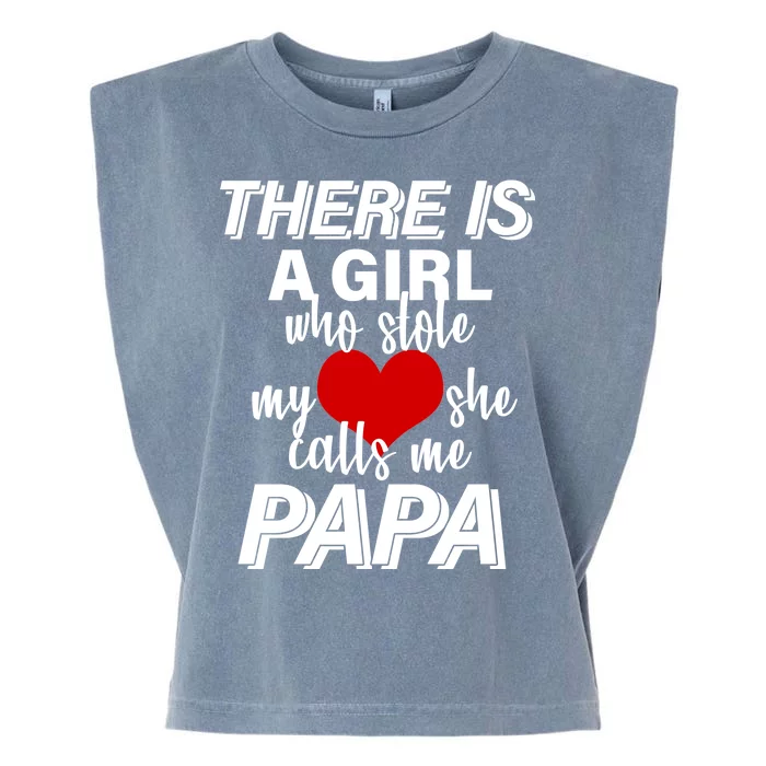 Girl Who Stole My Heat Calls Me Papa Fathers Day Garment-Dyed Women's Muscle Tee